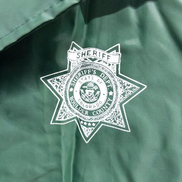 Vintage mid 90s Boulder County Sheriff Jacket Hartwell USA Made Green Official M - Picture 2 of 9